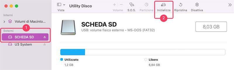 Formattare scheda SD su Mac