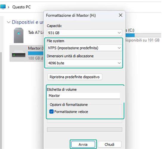 Formattare scheda SD su Windows